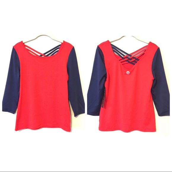 NWT Red & Blue Athletic Activewear Top By Yoshion - Picture 3 of 5